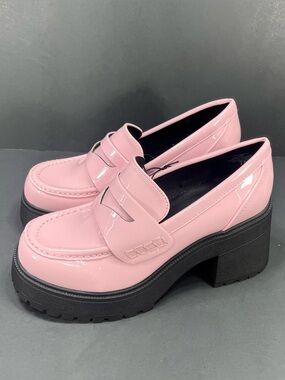 Women's Glossy Pink Platform Chunky Loafers size 7 new in box